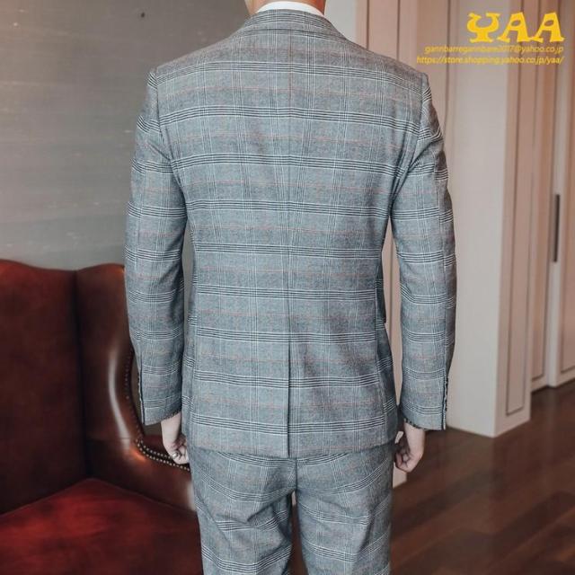 3ピーススーツ 入学式 スリーピース スリーピー 1つボタン チェック柄