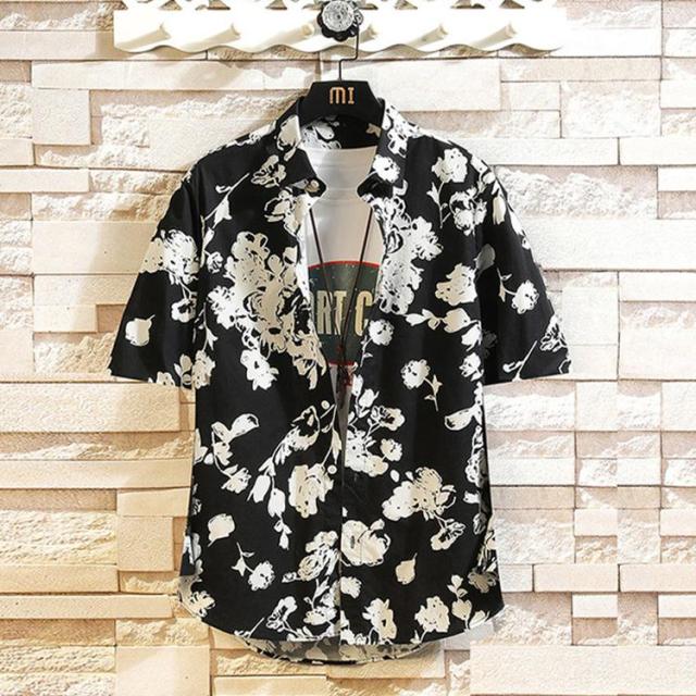 メンズ 半袖シャツ 総柄シャツ カジュアルシャツ 花柄 アロハシャツ 開襟シャツ 夏 薄手 お兄系 トップス