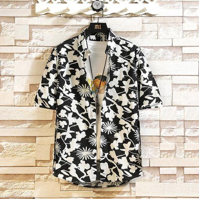 メンズ 半袖シャツ 総柄シャツ カジュアルシャツ 花柄 アロハシャツ 開襟シャツ 夏 薄手 お兄系 トップス