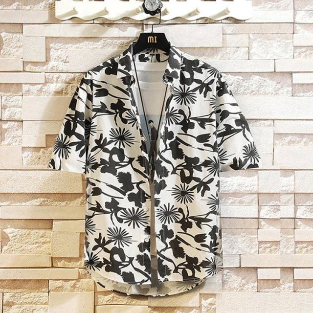 メンズ 半袖シャツ 総柄シャツ カジュアルシャツ 花柄 アロハシャツ 開襟シャツ 夏 薄手 お兄系 トップス