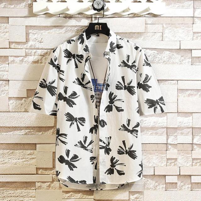 メンズ 半袖シャツ 総柄シャツ カジュアルシャツ 花柄 アロハシャツ 開襟シャツ 夏 薄手 お兄系 トップス