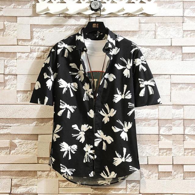メンズ 半袖シャツ 総柄シャツ カジュアルシャツ 花柄 アロハシャツ 開襟シャツ 夏 薄手 お兄系 トップス