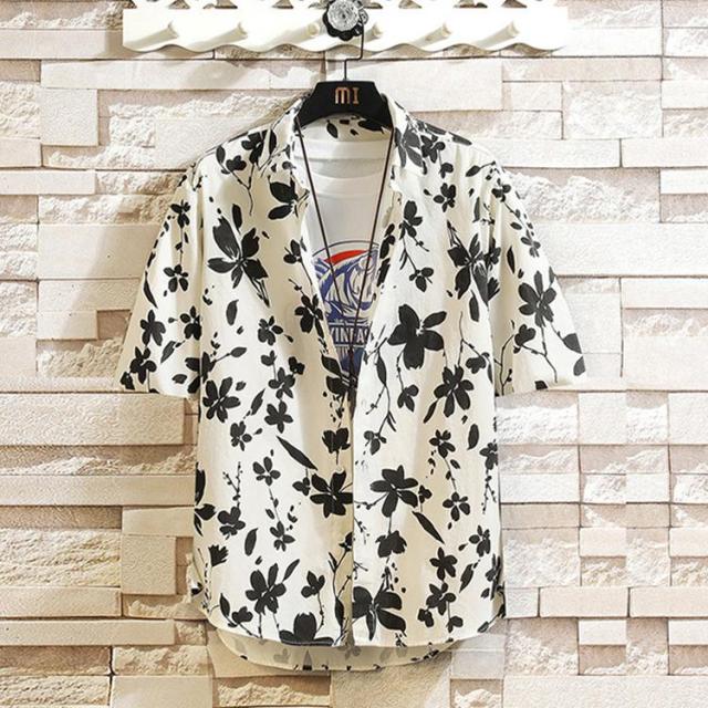 メンズ 半袖シャツ 総柄シャツ カジュアルシャツ 花柄 アロハシャツ 開襟シャツ 夏 薄手 お兄系 トップス