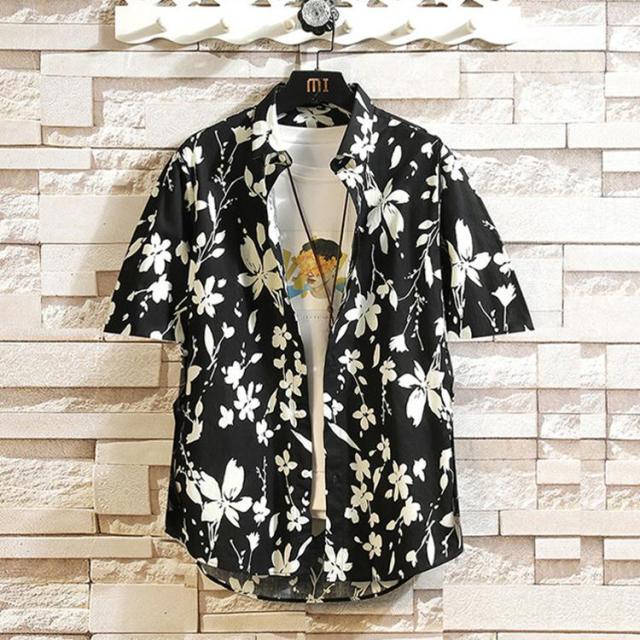メンズ 半袖シャツ 総柄シャツ カジュアルシャツ 花柄 アロハシャツ 開襟シャツ 夏 薄手 お兄系 トップス