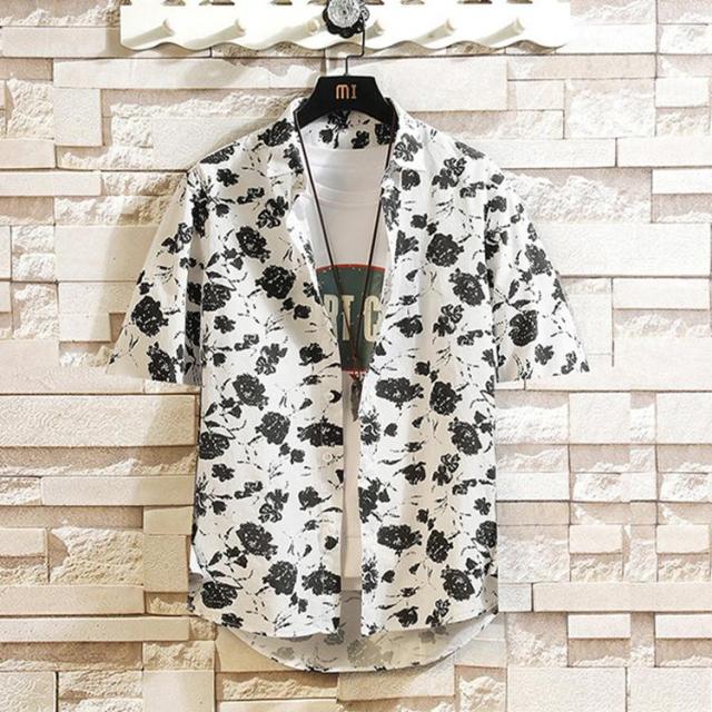 メンズ 半袖シャツ 総柄シャツ カジュアルシャツ 花柄 アロハシャツ 開襟シャツ 夏 薄手 お兄系 トップス