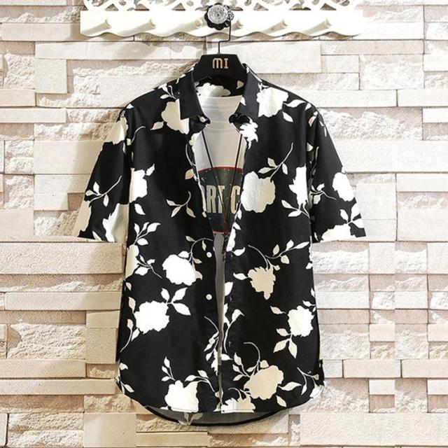 メンズ 半袖シャツ 総柄シャツ カジュアルシャツ 花柄 アロハシャツ 開襟シャツ 夏 薄手 お兄系 トップス