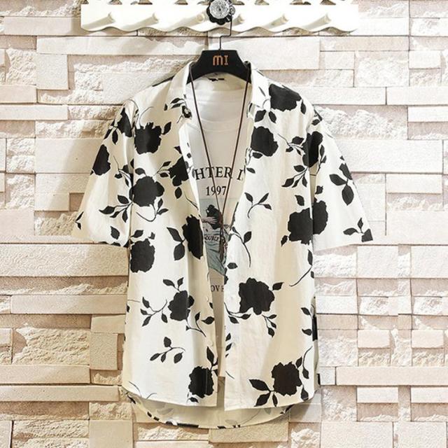 メンズ 半袖シャツ 総柄シャツ カジュアルシャツ 花柄 アロハシャツ 開襟シャツ 夏 薄手 お兄系 トップス