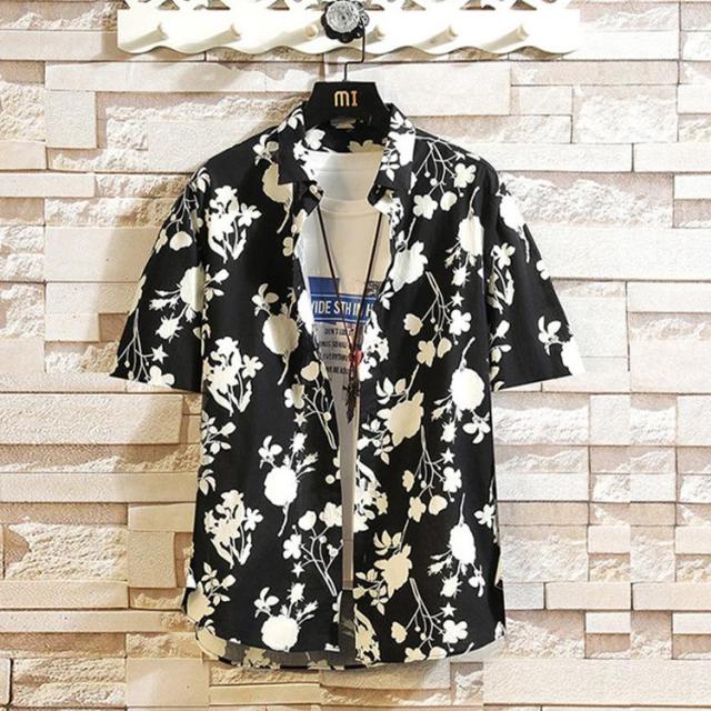 メンズ 半袖シャツ 総柄シャツ カジュアルシャツ 花柄 アロハシャツ 開襟シャツ 夏 薄手 お兄系 トップス