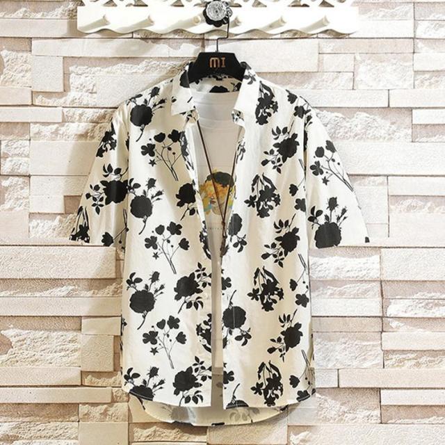 メンズ 半袖シャツ 総柄シャツ カジュアルシャツ 花柄 アロハシャツ 開襟シャツ 夏 薄手 お兄系 トップス