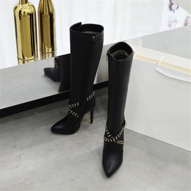 ロングブーツ 22cm?26.5cm 防寒ブーツ シューズ 大きいサイズ ピンヒールブーツ レディース長靴 ハイヒール 裏起毛 美脚 ジョッキーブーツ 疲れない