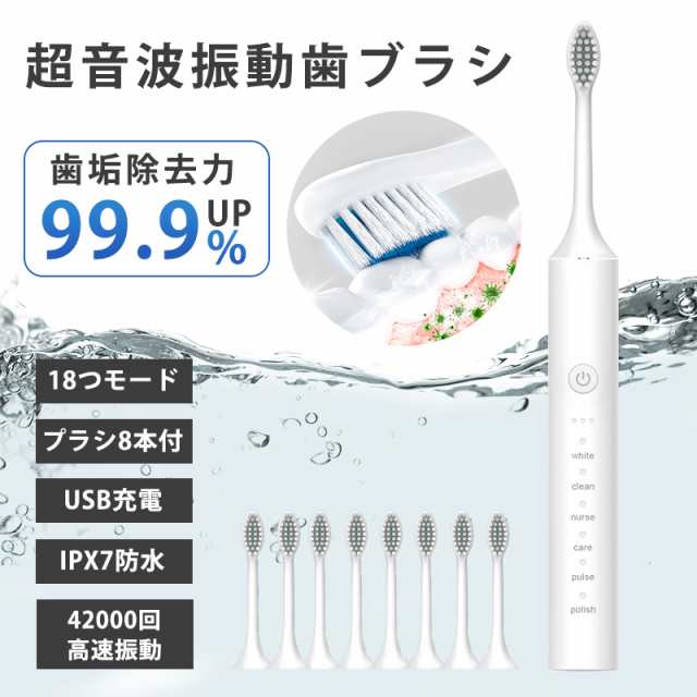 電動歯ブラシ 音波歯ブラシ 替えブラシ 充電式 IPX7防水 静音 歯磨き 歯垢 歯石除去 口臭対策 携帯 強力 電動歯ブラシ本体