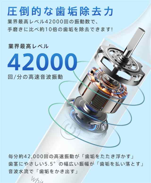 電動歯ブラシ 音波歯ブラシ 替えブラシ 充電式 IPX7防水 静音 歯磨き 歯垢 歯石除去 口臭対策 携帯 強力 電動歯ブラシ本体