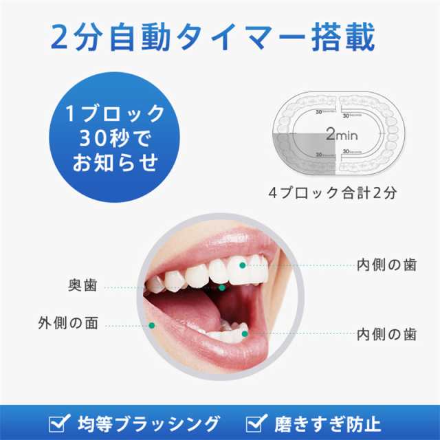 電動歯ブラシ 音波歯ブラシ 替えブラシ 充電式 IPX7防水 静音 歯磨き 歯垢 歯石除去 口臭対策 携帯 強力 電動歯ブラシ本体