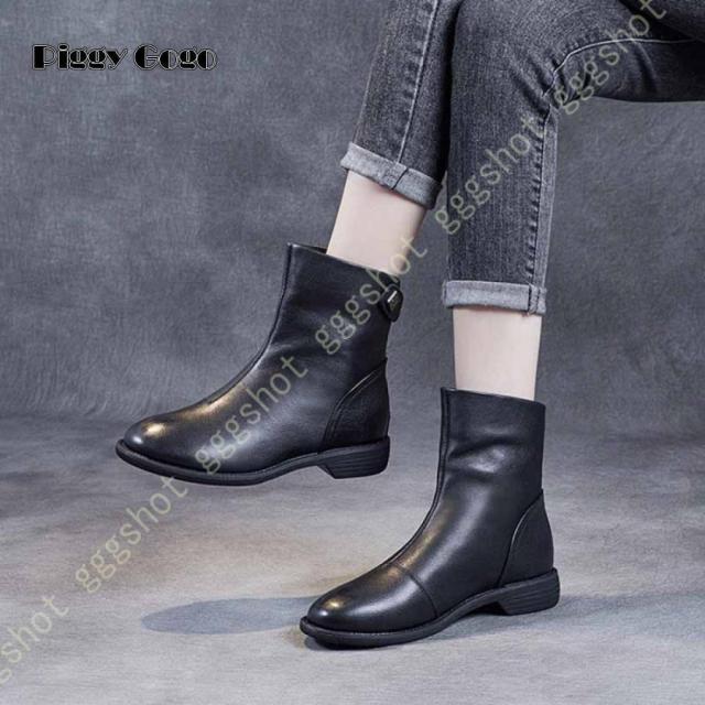 ブーツ レディース 本革 ショートブーツ 黒 茶色 フラット 大きいサイズ 小さいサイズ 歩きやすい センターシーム ソフトレザー 柔らかい ローヒール 疲れない