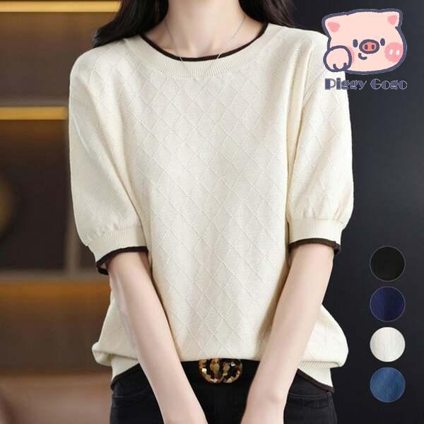 パイピング サマーニット レディース半袖