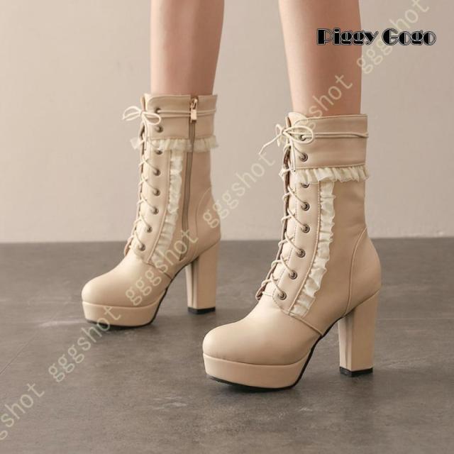 レディース ショートブーツ 厚底 大きいサイズ ブーツ ロリータ