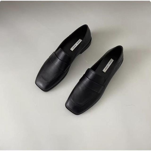 軽量 疲れにくい スクエアトゥ ローファー レディース パンプス 革靴