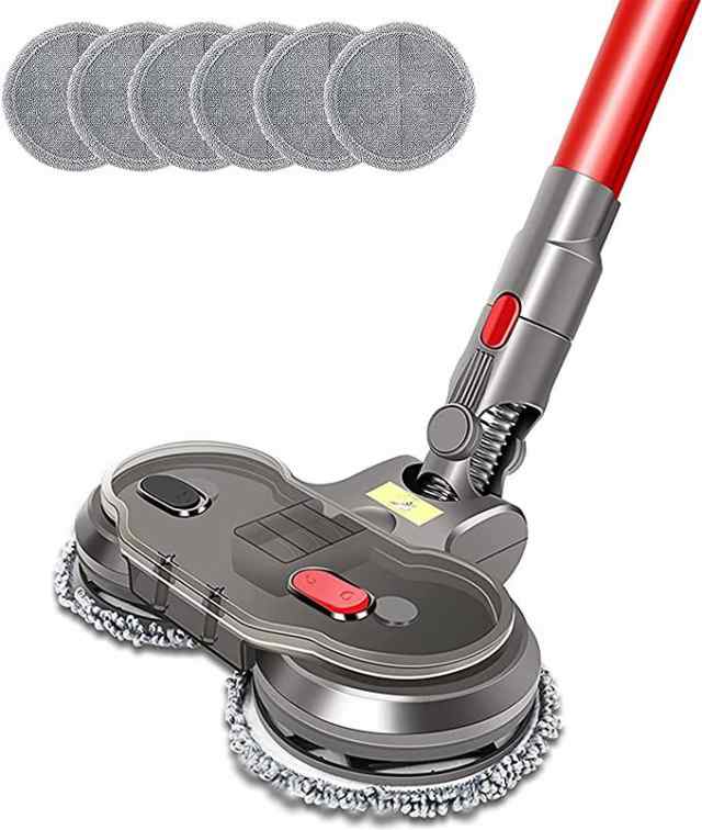 「動画あり]回転モップヘッド 対応ダイソン掃除機コードレスV7 V8 V10 V11掃除機ヘッド フロアワイパー 自走式 乾湿両用 電動モップヘッド コードレス掃除機ヘッド タオル6枚付き