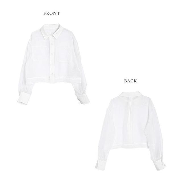 Lajour made in Japan 日本製 貝ボタン シアーシャツ クロップド丈 Lajour made in Japan 日本製 貝ボタン シアーシャツ クロップド丈