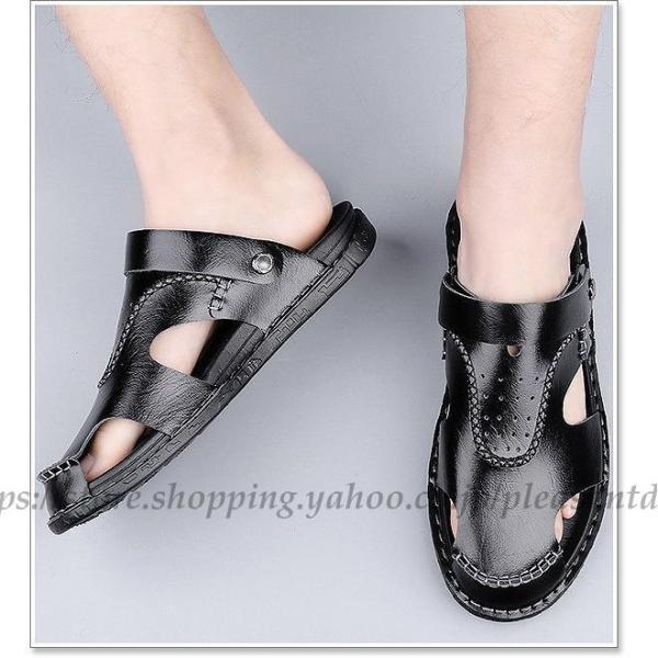 サンダル メンズ ブランド おしゃれ かかと PUレザー サボ 軽量 春 夏