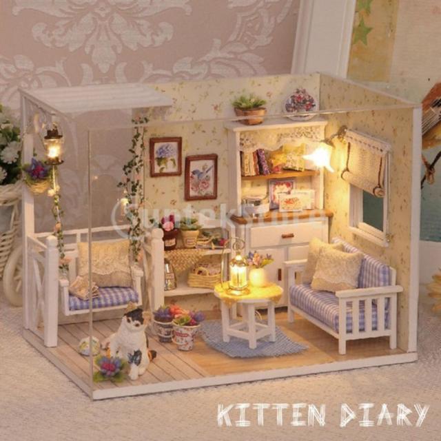 ドールハウスキット DIYミニチュアドールハウス 1/24 木製手作り 初心者 家具モデル キッズ おもちゃ DIYミニチュア 子供 誕生日 プレゼント