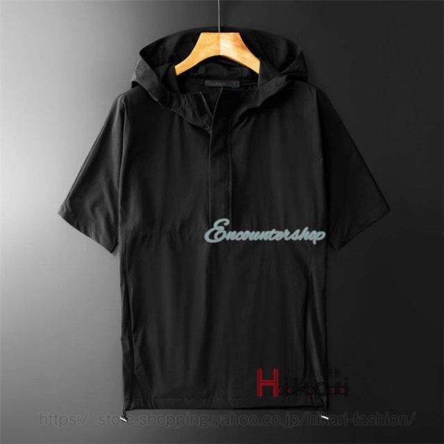 半袖パーカー メンズ ハーフジップ 冷感 無地 プルオーバーパーカー ジップパーカー 大きいサイズ 速乾 夏パーカー 父の日 プレゼント 半袖パーカー メンズ ハーフジップ 冷感 無地 プルオーバーパーカー