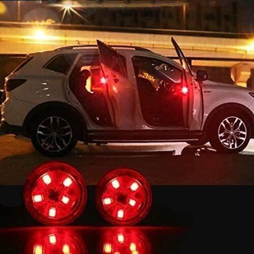 車 ドア 停車時 追突防止 　警告灯 LED ライト 磁石 センサー 2個セット 赤 両面テープ バイク 追突 予防 防止 対策 夜間 歩行者 後方