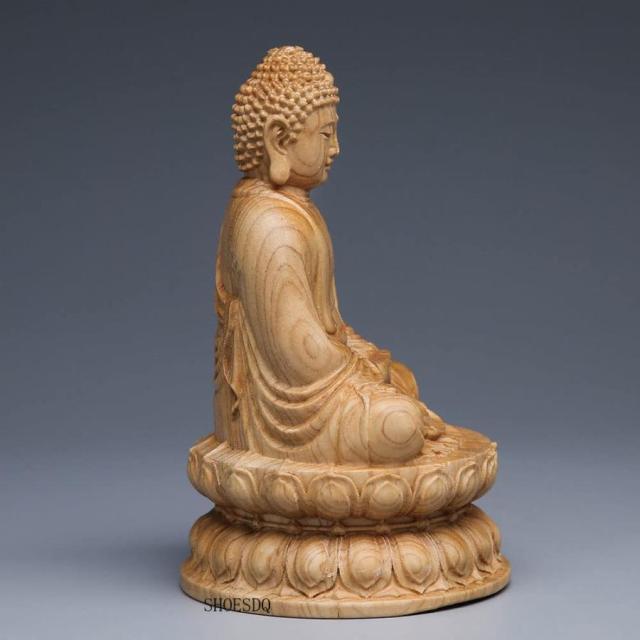 仏像 木製 釈迦如来像 お釈迦様 置物 12cm 天然 崖柏木 本尊 曹洞宗