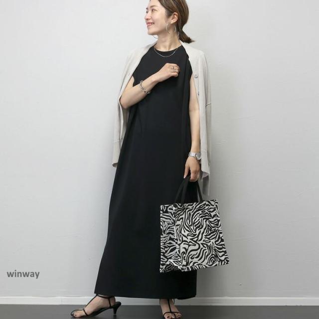 ワンピース ストレート ノースリーブ タックスリーブ シンプル 大人 夏 30代 40代 レディース　ミドルウェイトボックスタックロングワンピース メール便可/ma3 ワンピース ストレート ノースリーブ タックスリーブ シンプル 大人 夏