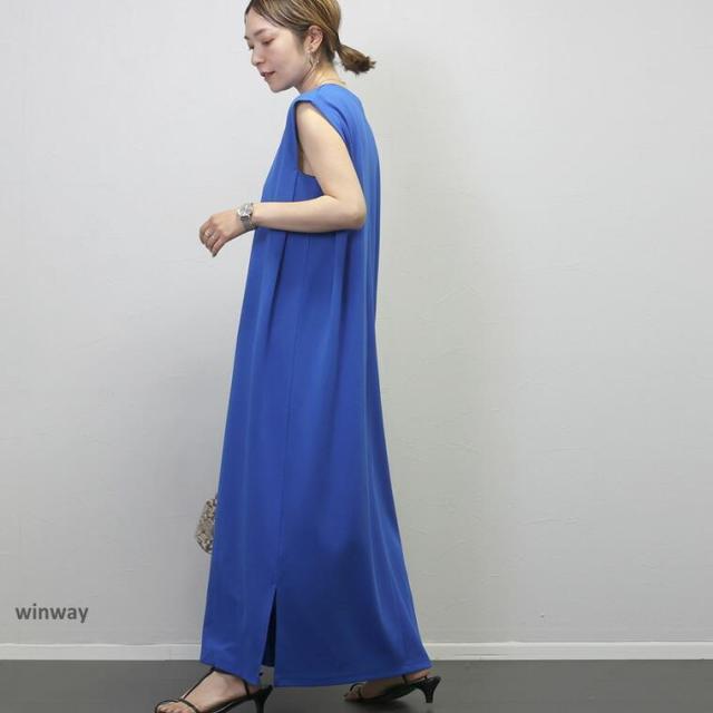 ワンピース ストレート ノースリーブ タックスリーブ シンプル 大人 夏