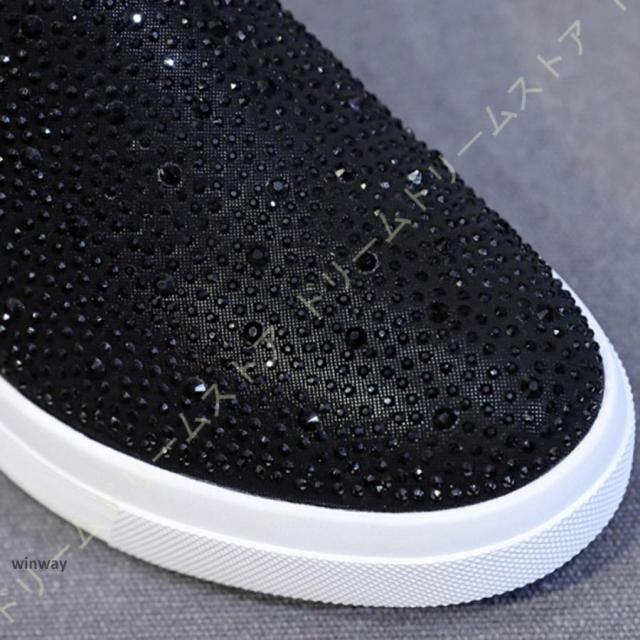 レディース スリッポン インヒールスニーカー ビジュー 可愛い 厚底