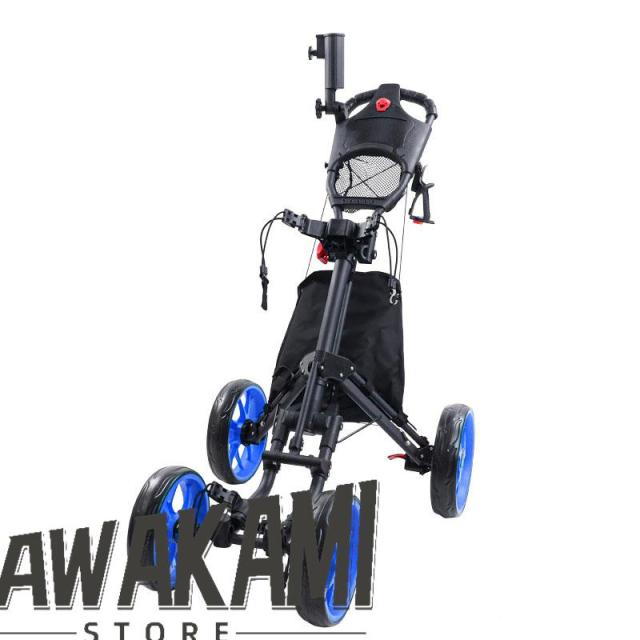 ゴルフプッシュカート、3輪プッシュプルゴルフカート、軽量折りたたみ