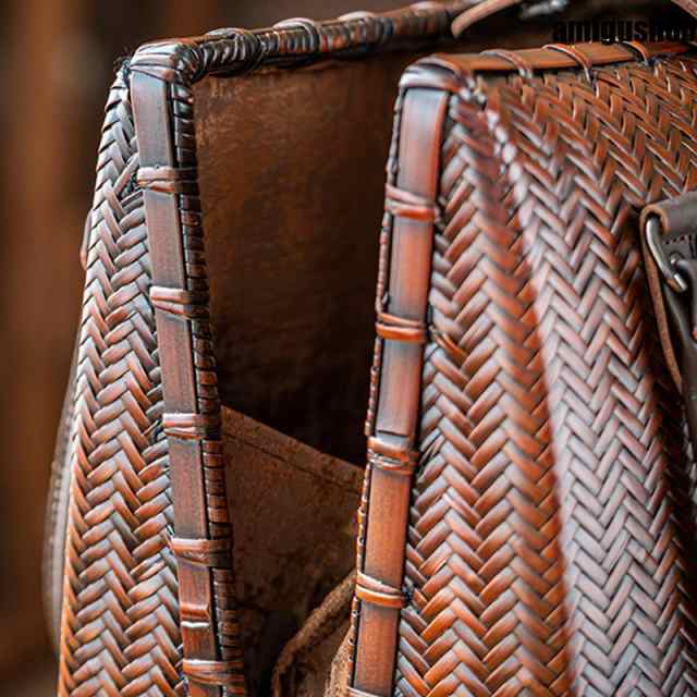 バッグ自然竹の編み上げお買物かご かごバック リュックサック 籐かご