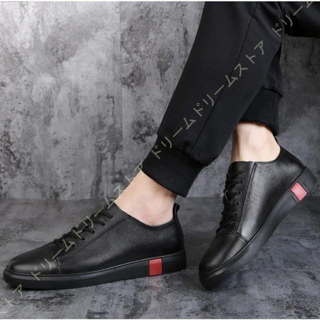 本革 スニーカー メンズ 黒 レザー レースアップ レザースニーカー ローカット カジュアル 通学 靴 軽量 紳士 通気 大きいサイズ 小さいサイズ 白 スポーツ