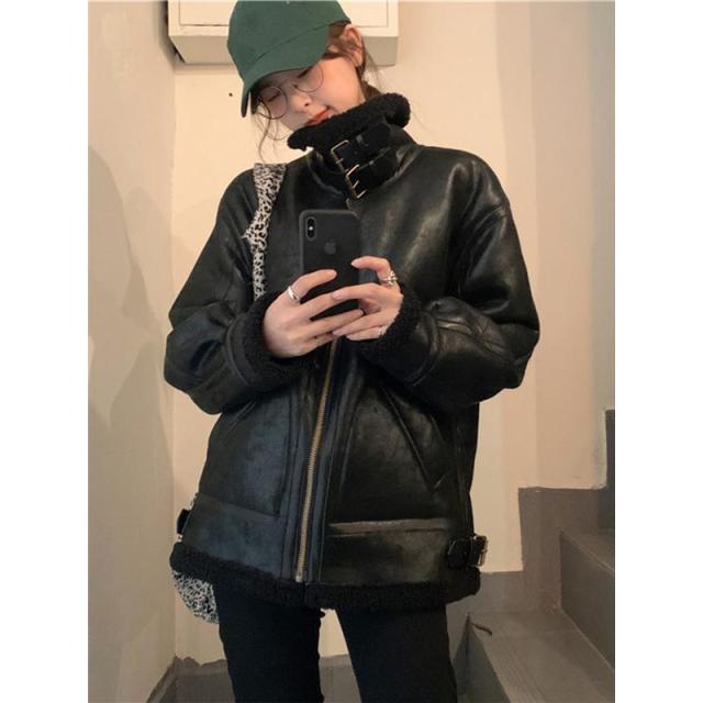 ライダースジャケットレディース 裏ボア ライダース ボリュームネック