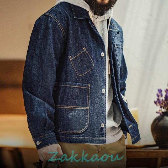 【送料無料】デニムジャケット シャツジャケット メンズ カバーオールジャケット 14oz DENIM ジージャン gジャン オーバーサイズ 大きいサイズ 多ポケット