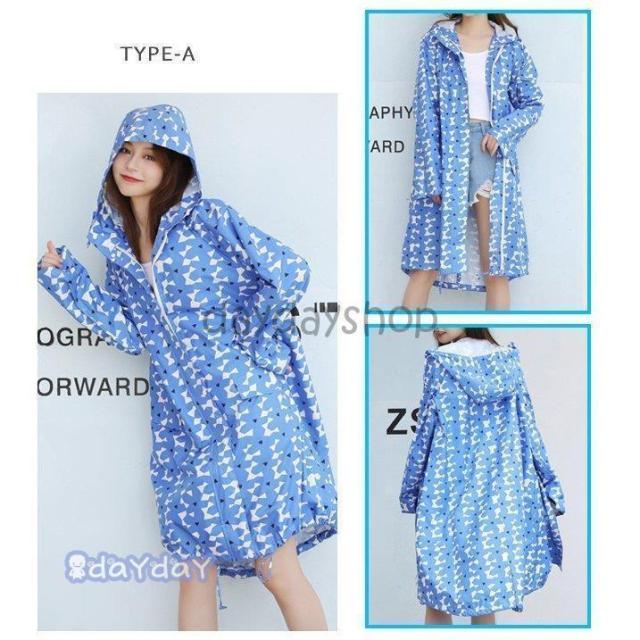 レインコート トレンチ メンズ レディース ダブルジップ ロング 裾にドローコード フードつき 収納袋付き 大きいサイズあり 軽量