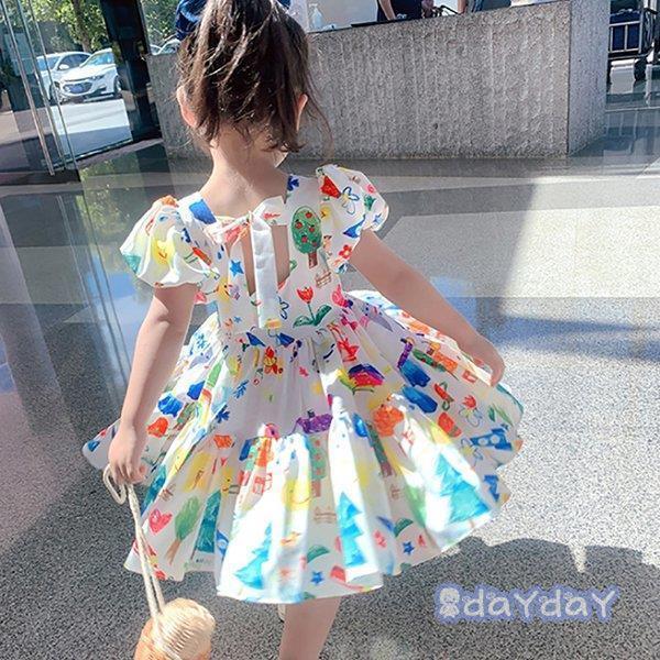 子供服 ワンピース キッズ 女の子 春夏 半袖 花柄ワンピース 子ども服 オールインワン 子供ドレス dress ベビー服 お姫様 おしゃれ 可愛い カジュアル 新品