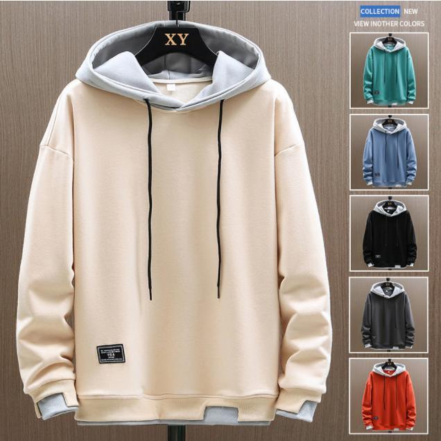 メンズ パーカー 長袖パーカー パーカ プルオーバー おしゃれ 配色 ロゴ フード付き 防寒 暖かい 秋服 秋物