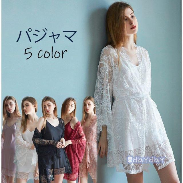シルク パジャマ 肌に優しい ゆったり 可愛い サテン ナイトウェア 5color 20代30代40代50代 夏 ワンピース レディース 通気 スーツ 半袖 部屋着 春 2点セット