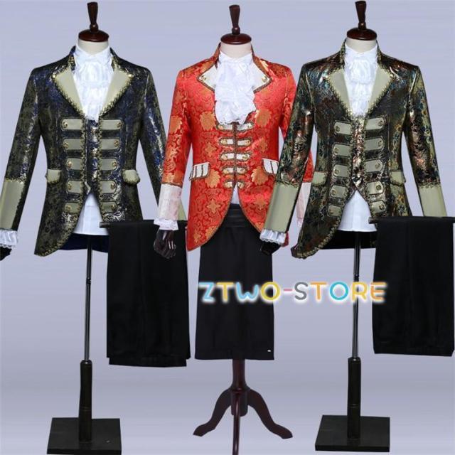 XS/S/M/L/XL 王子様 貴公子 メンズ 貴族 服 伯爵 男性用スーツ 5点セット 舞台 中世 大人 演奏会 ステージ衣装
