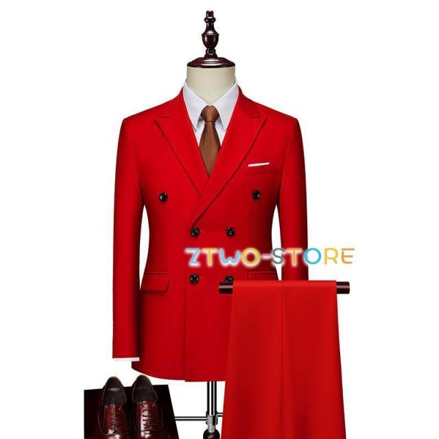 メンズスーツ 　フォーマル　2点スーツ　ジャケット＋パンツ　無地　春夏物　4色選べる　 花婿の介添え　 結婚式　披露宴 　発表会　セレモニー