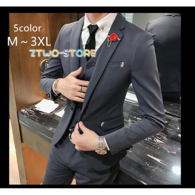 定番 フォーマルスーツ タキシードスーツ 3点セットスーツ メンズスーツ 1つボタンスーツ 結婚式 二次会 成人式 卒業式 就職活 春秋冬 ビジネススーツ