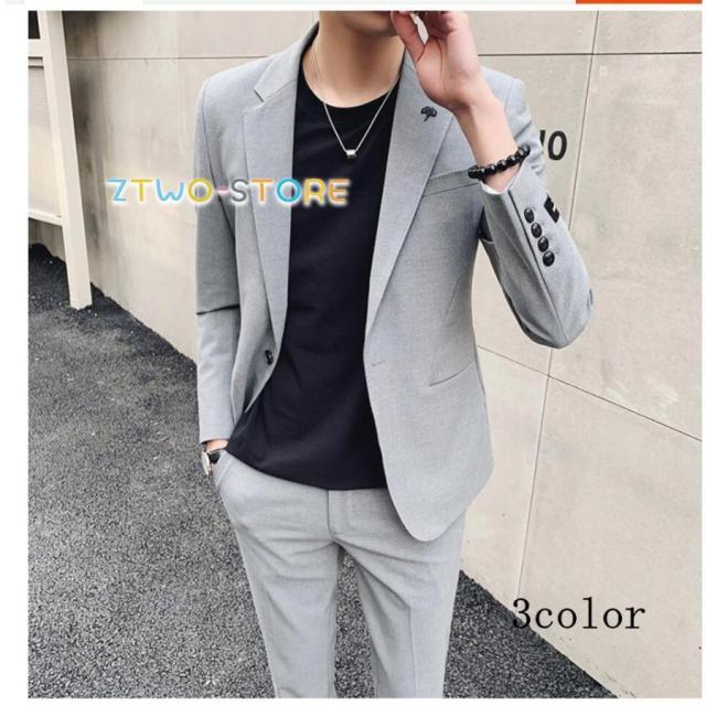 上下セットスーツ メンズスーツ 無地 タキシードスーツ 1つボタンスーツ フォーマルスーツ 結婚式 二次会 成人式 卒業式 就職活 ビジネススーツ 披露宴