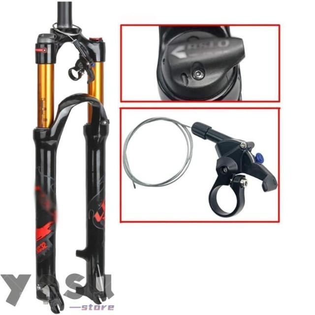 バイクフロントフォーク、26 /27.5インチ自転車サスペンションフォーク+バイクエアファットフォークショックアブソーバー、タイヤ自転車アクセサリー用アルミニ バイクフロントフォーク、26 /27.5インチ自転車サスペンションフォーク