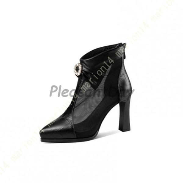 サマーブーツ レディース ブーツサンダル 刺繍 美脚ブーツ ブーティー