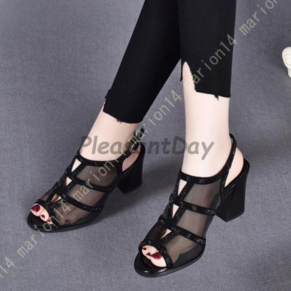 オープントゥ ハイヒール 厚底サンダル レディース ブーツサンダル バックファスナー サマーブーツ 大きいサイズ 太ヒール 歩きやすい 疲れにくい オフィス