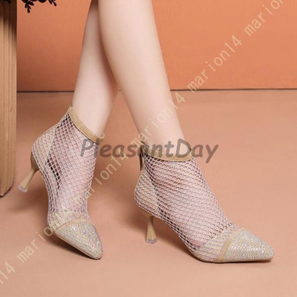 ブーツサンダル サマーブーツ サンダル バックジッパー ハイヒール ピンヒール 6センチ レディース ブーツサンダル ポインテッドトゥ 美脚 夏 ブーツ