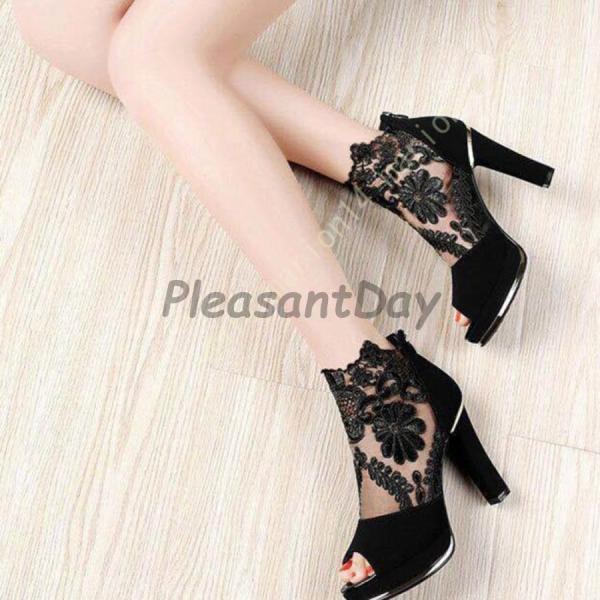 サンダル パンプス レディース オープントゥ 美脚 太ヒール 10cm 大きいサイズ 小さいサイズ 歩きやすい バックジッパー ハイヒール ブーツサンダル 結婚式