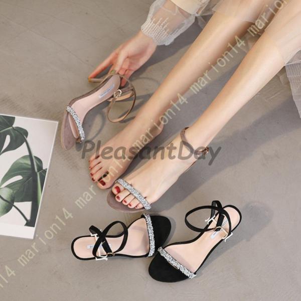 サンダル レディース 美脚 アンクルストラップ サンダル 歩きやすい ピンヒール 8cm ハイヒール ストラップサンダル シンプル 大きいサイズ 小さいサイズ